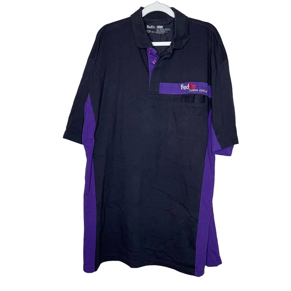 FedEx Designed By Stan Herman XL Mens Black Blue Custom Critical Polo Shirt